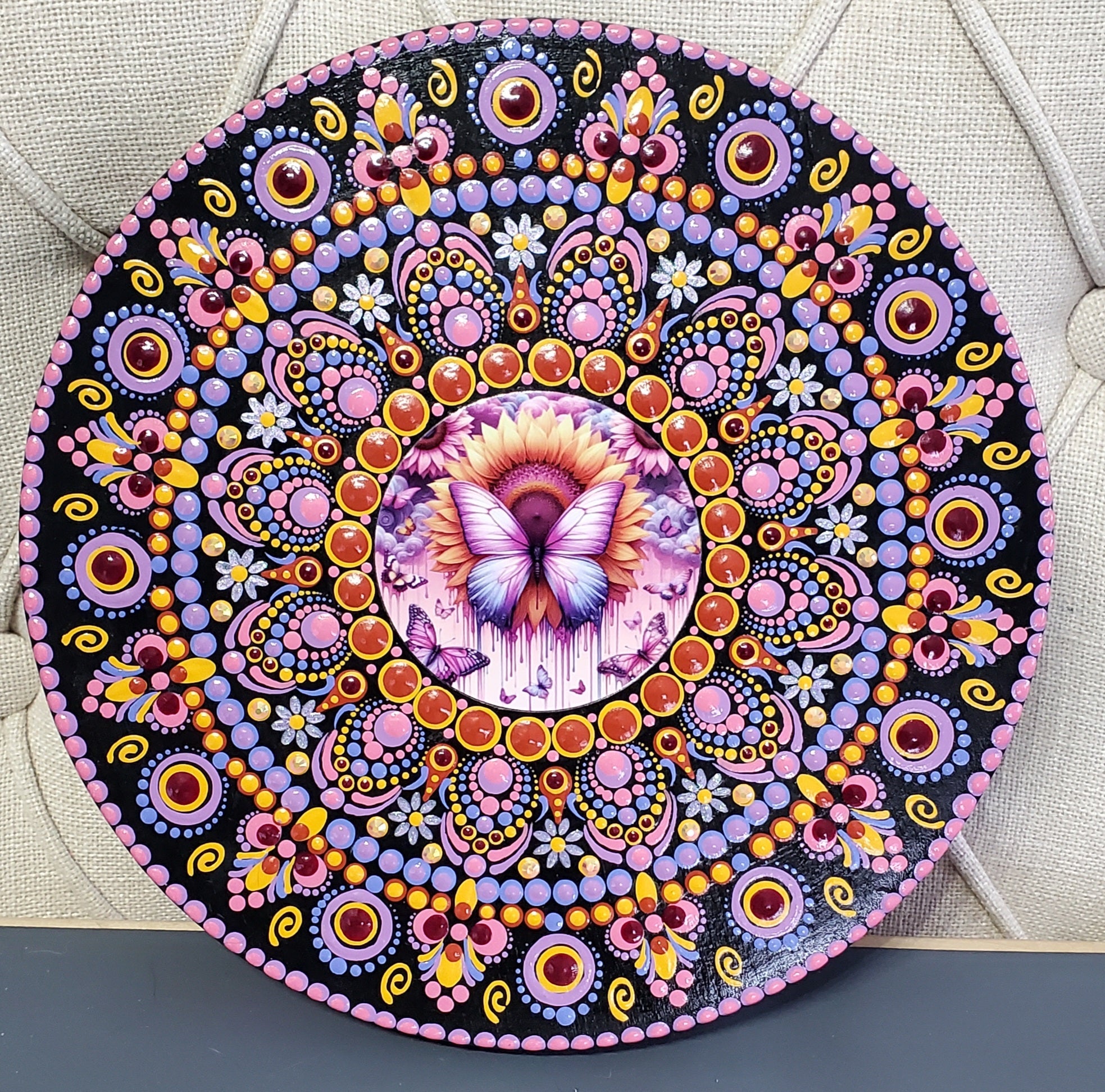 Beautiful 8" Butterfly Round Mandala