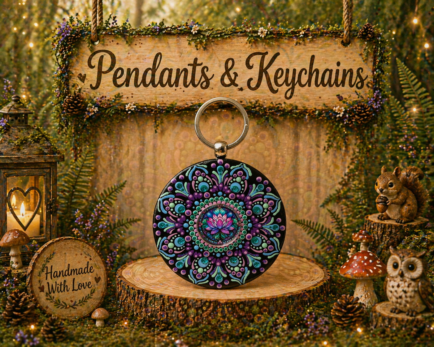 Dot Art Key chains/ Purse Pendants