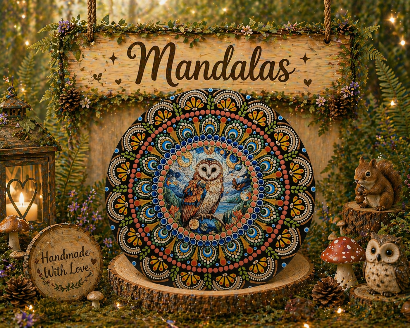 Beautiful 8" Butterfly Round Mandala