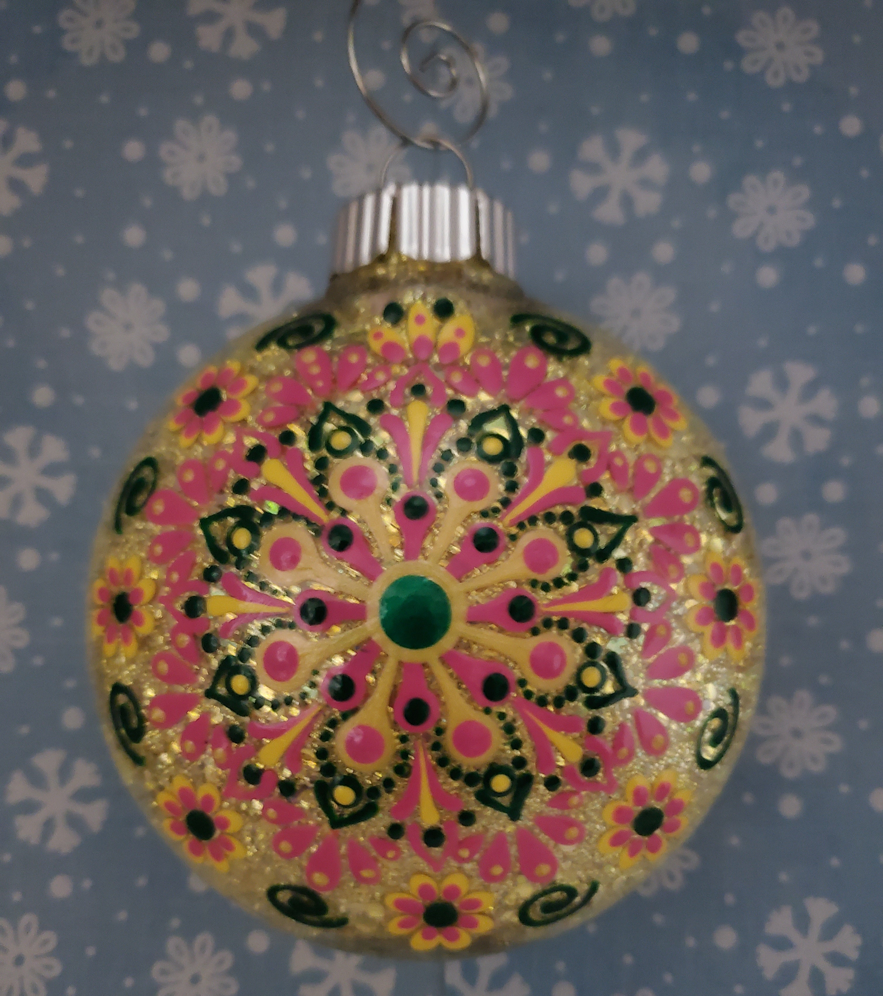 Glitter Mandala Ornament  ~ 3"
