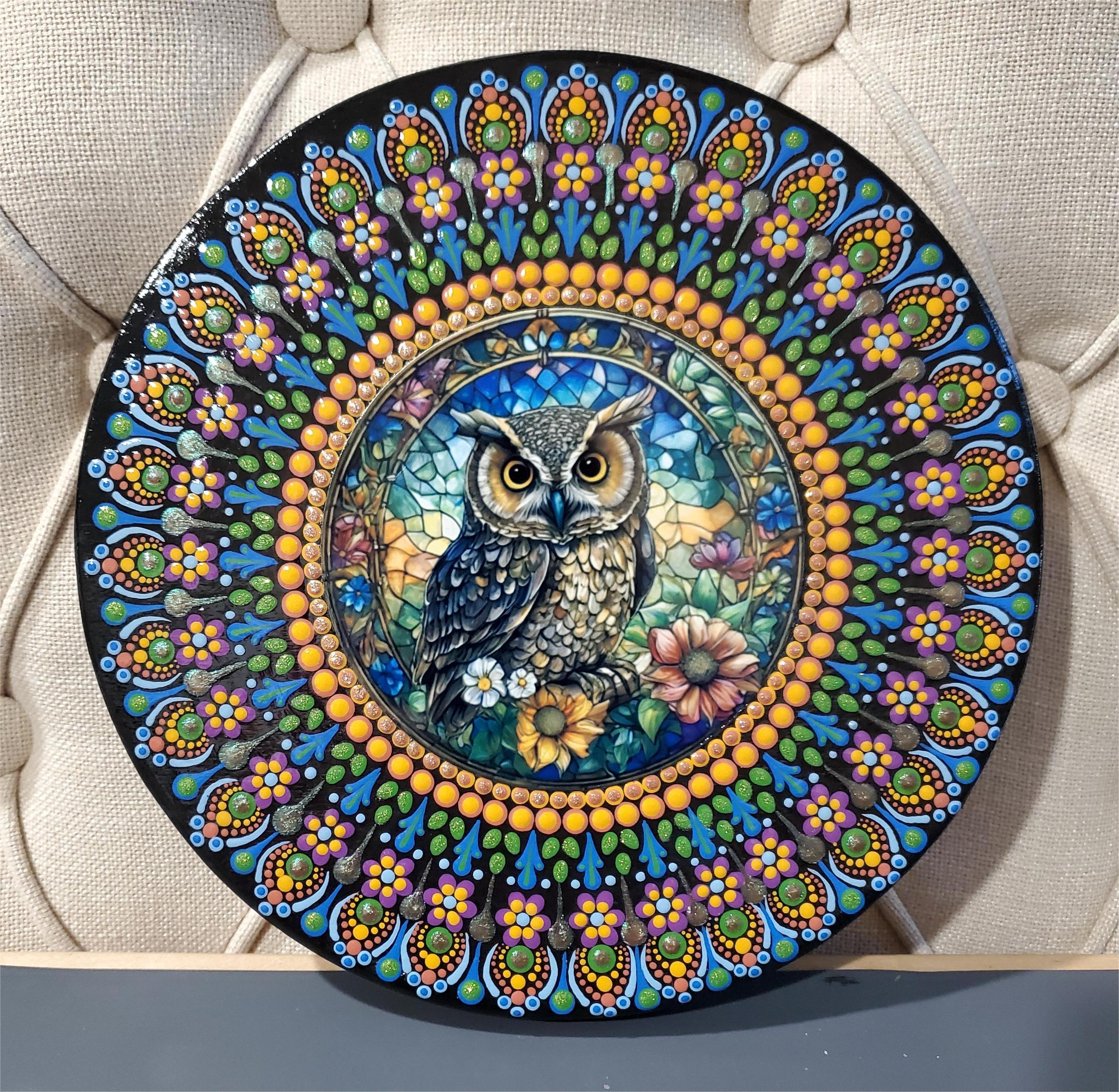 Stained Glass Owl Print Mandala