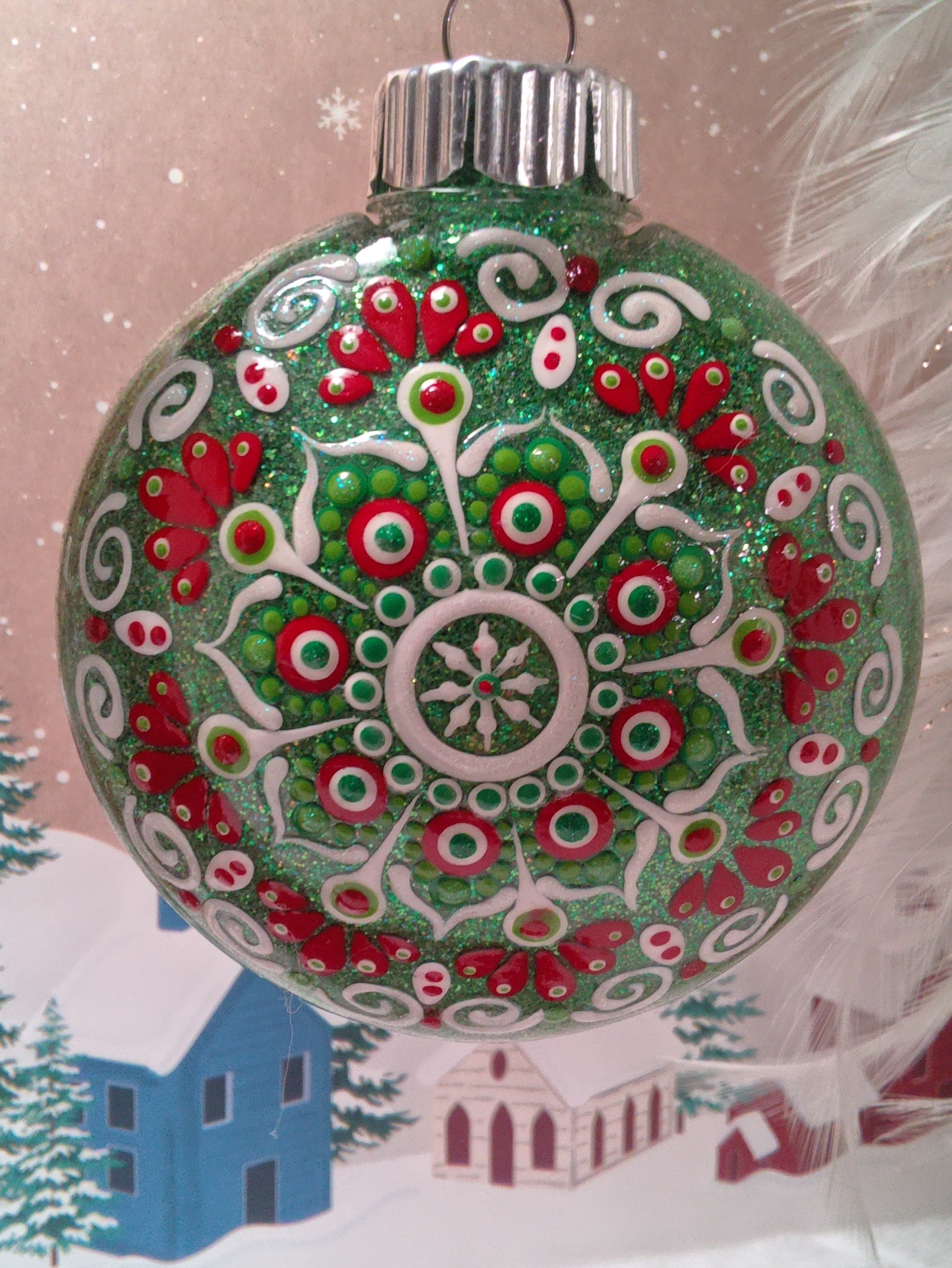 Glitter Mandala Ornament ~ 3"