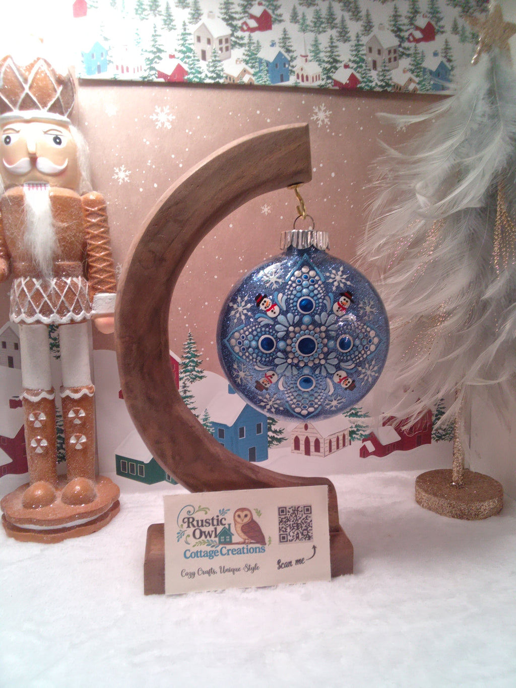 Snowman Dot Art Ornament ~ 4"