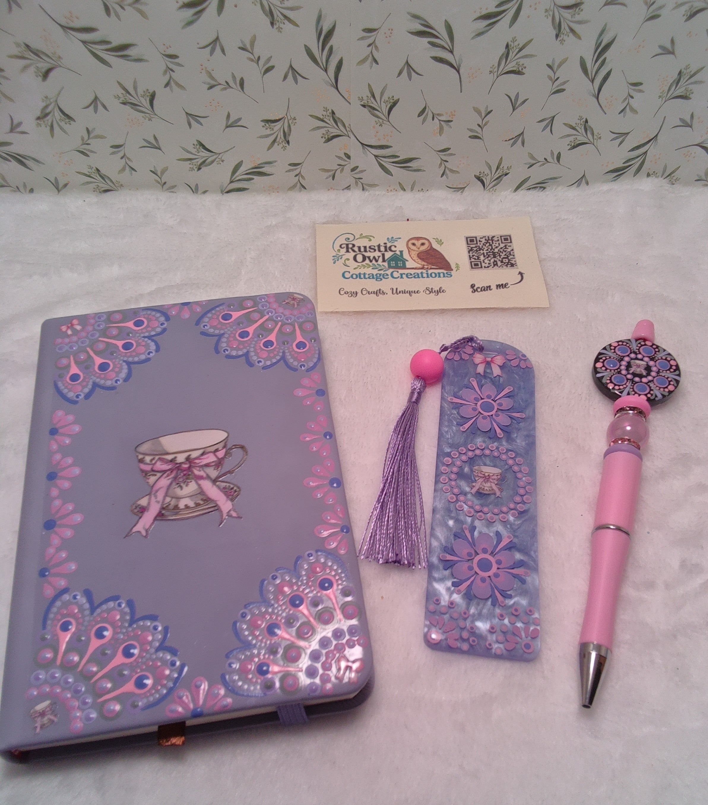 Hand painted Teacup Journal Set