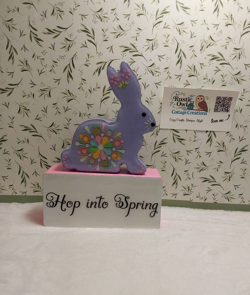 Spring Decor ~ Hand Painted Dot Art Bunny