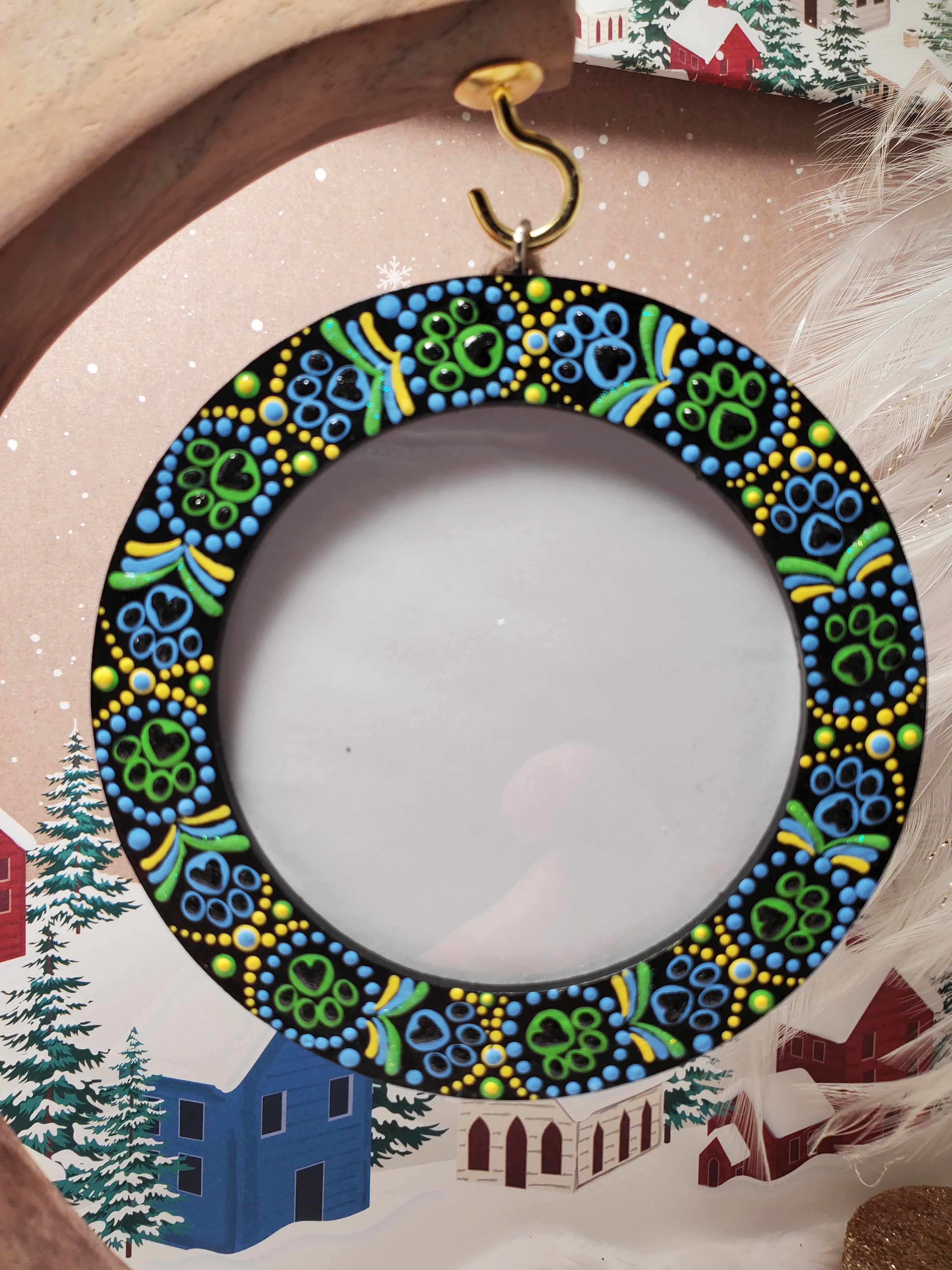 Hand painted Paw Print Hanging Picture Frame