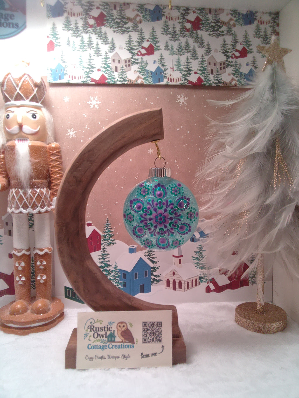 Glitter Dot Art Ornament ~ 3"