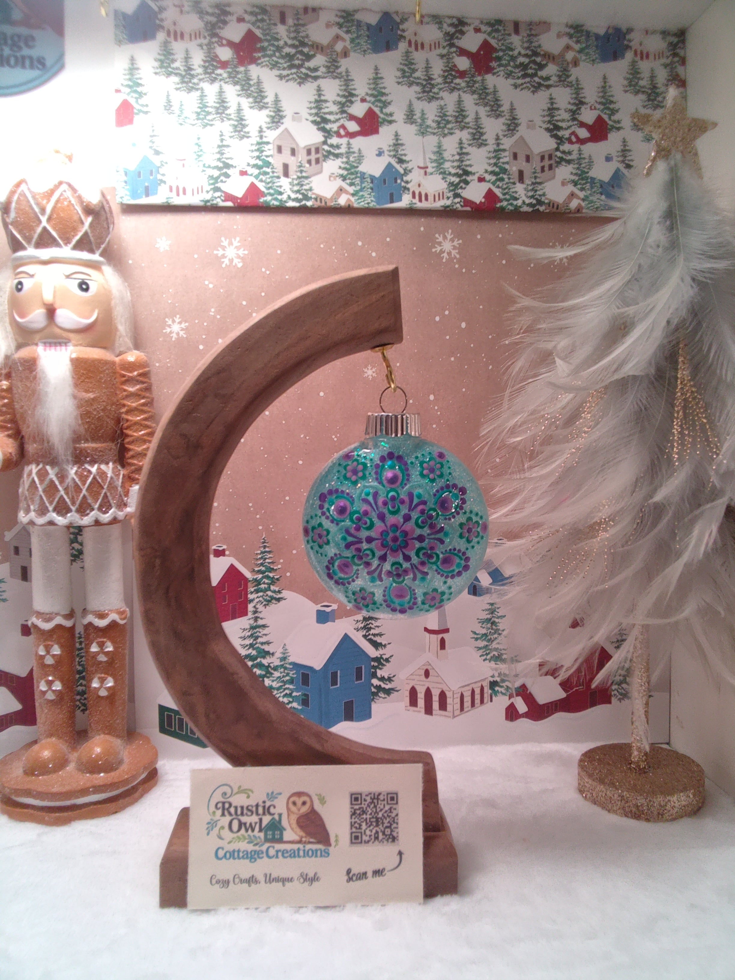 Glitter Dot Art Ornament ~ 3"