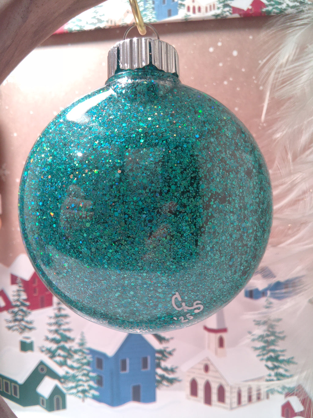 Hand painted Glitter Mandala Ornament