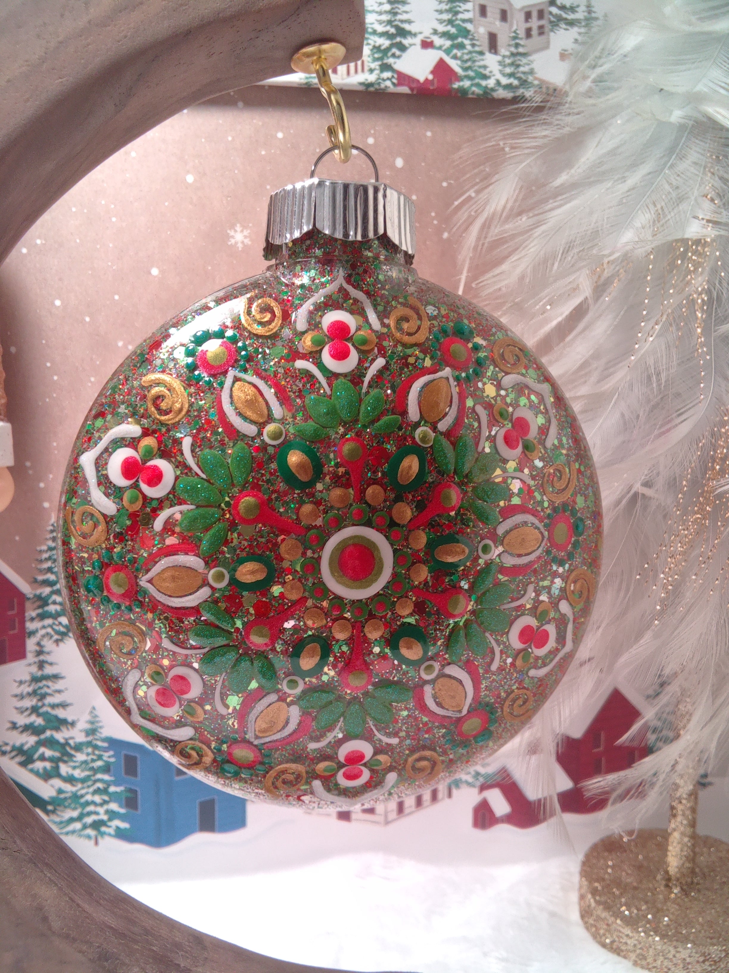 Hand painted Mandala Ornament