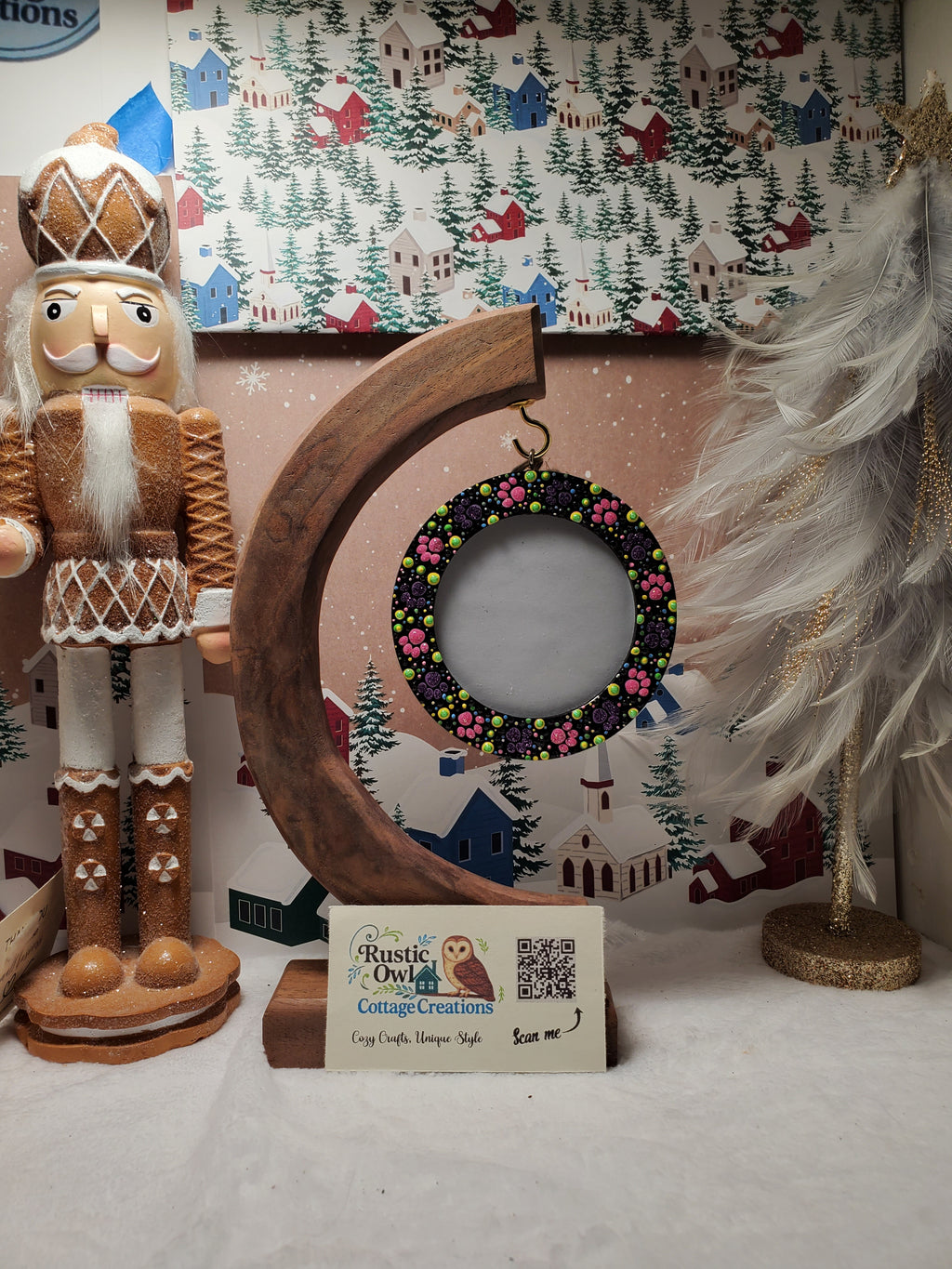 Hand Painted Paw Print Hanging Picture Frame