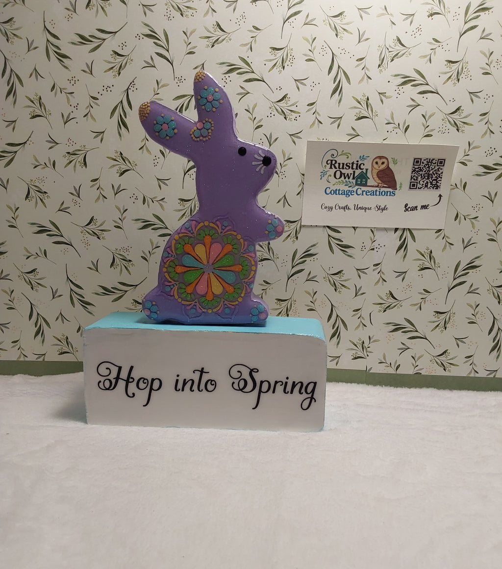 Spring Decor ~ Hand Painted Dot Art Bunny