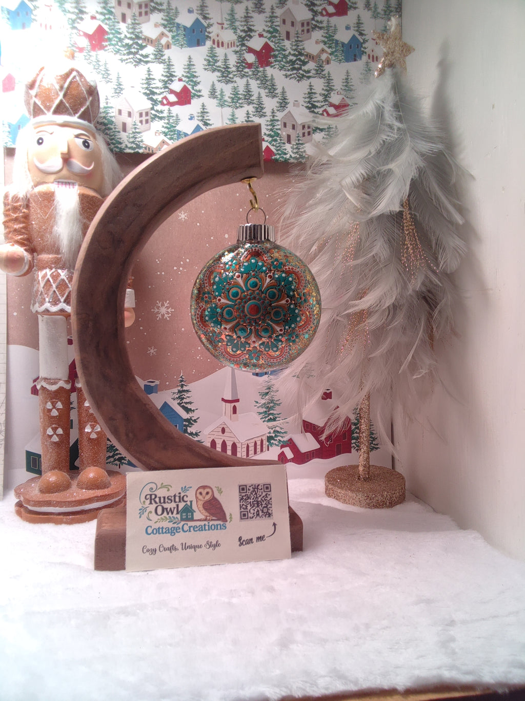 Hand painted Mandala Ornament ~ 3"