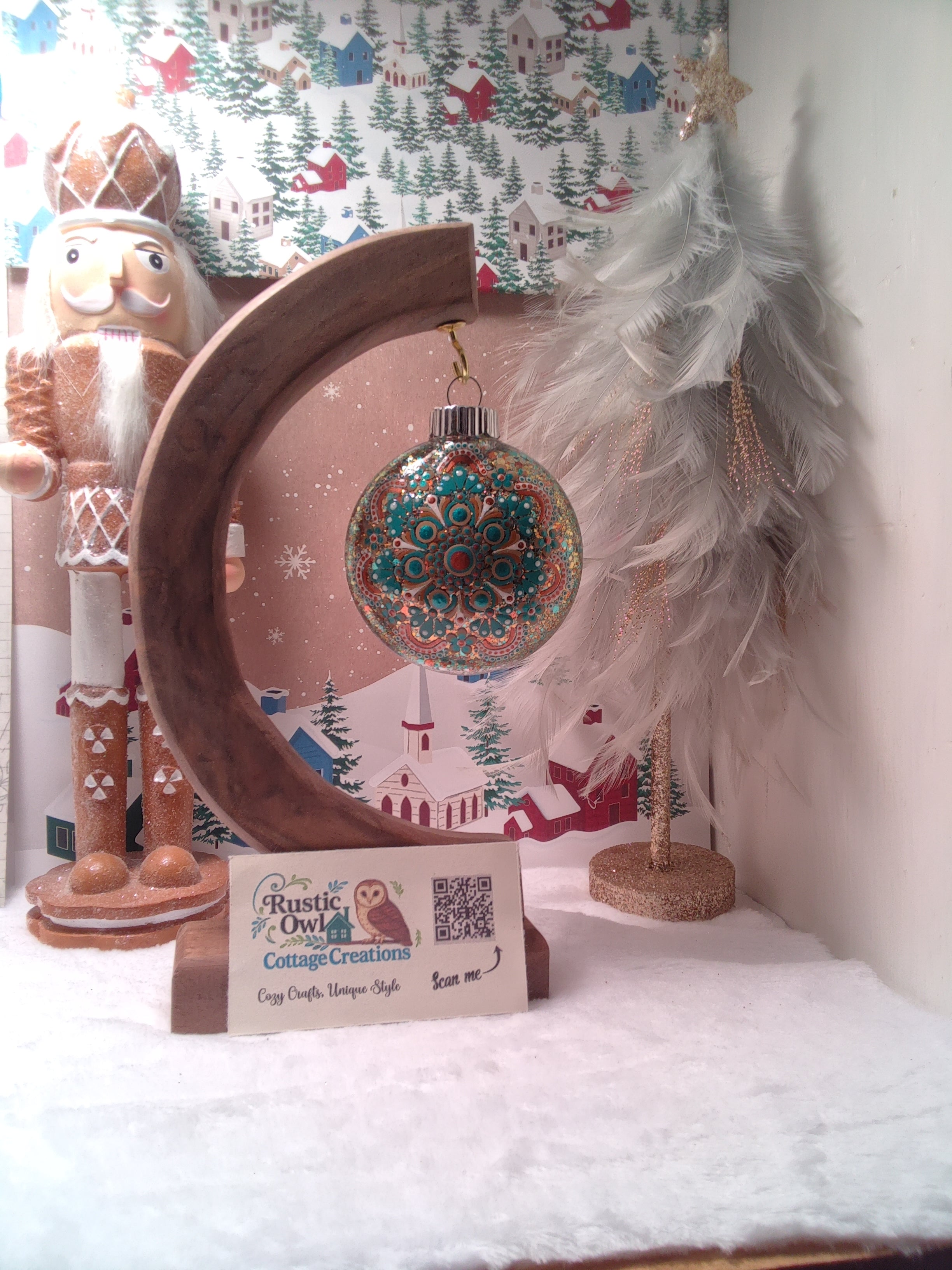 Hand painted Mandala Ornament ~ 3"