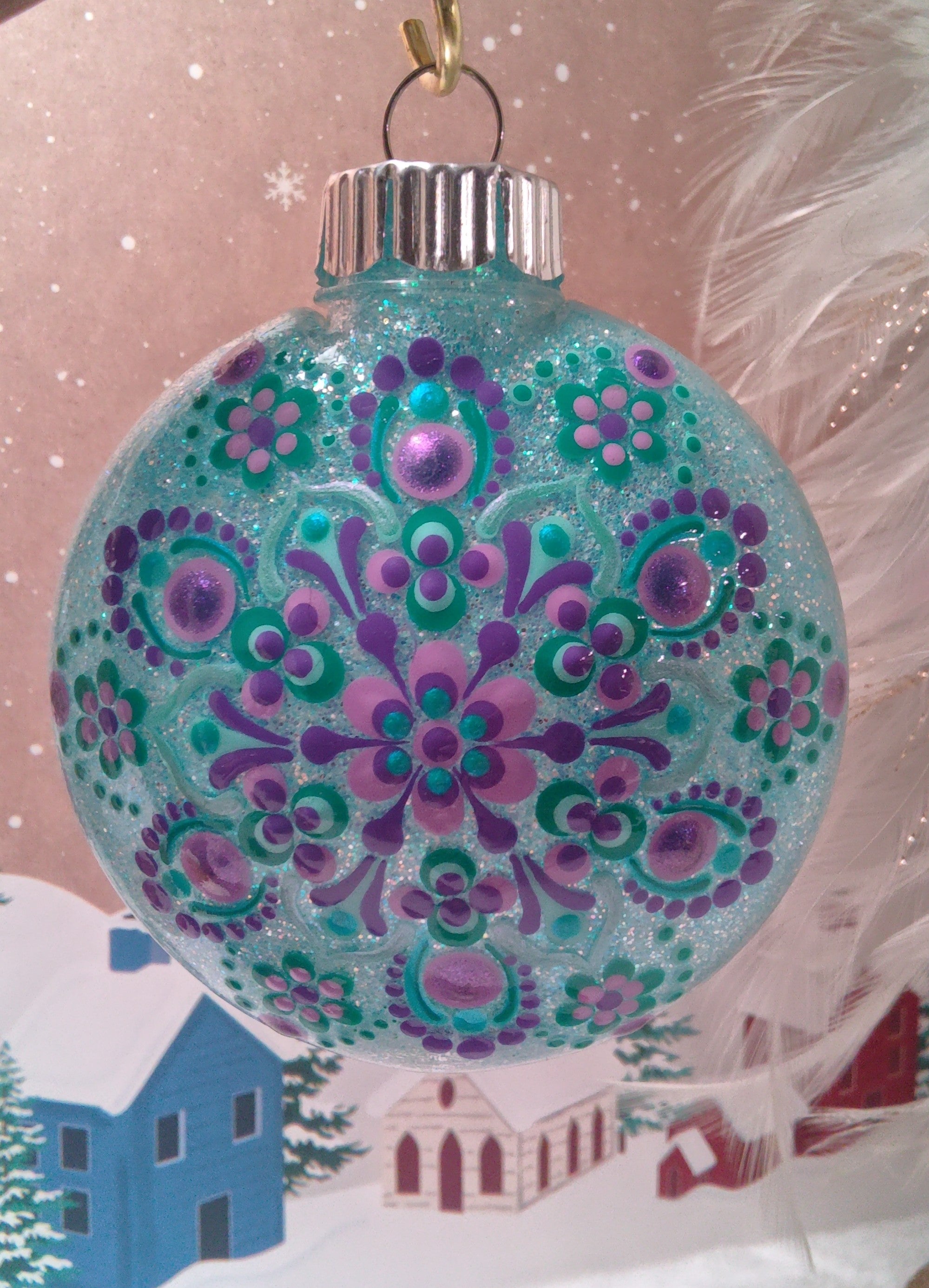 Glitter Dot Art Ornament ~ 3"