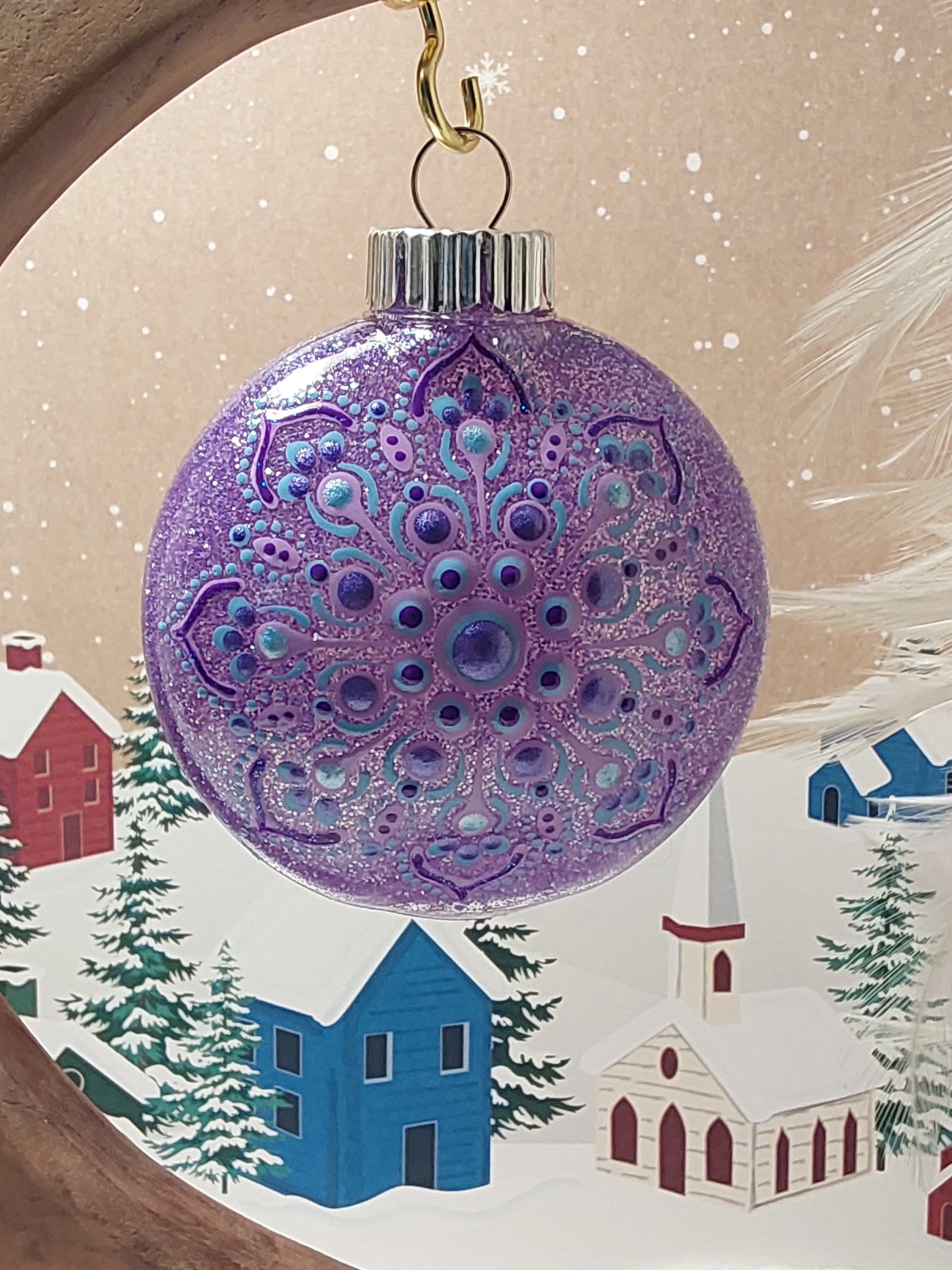 Hand Painted Mandala Ornament  ~ 3"