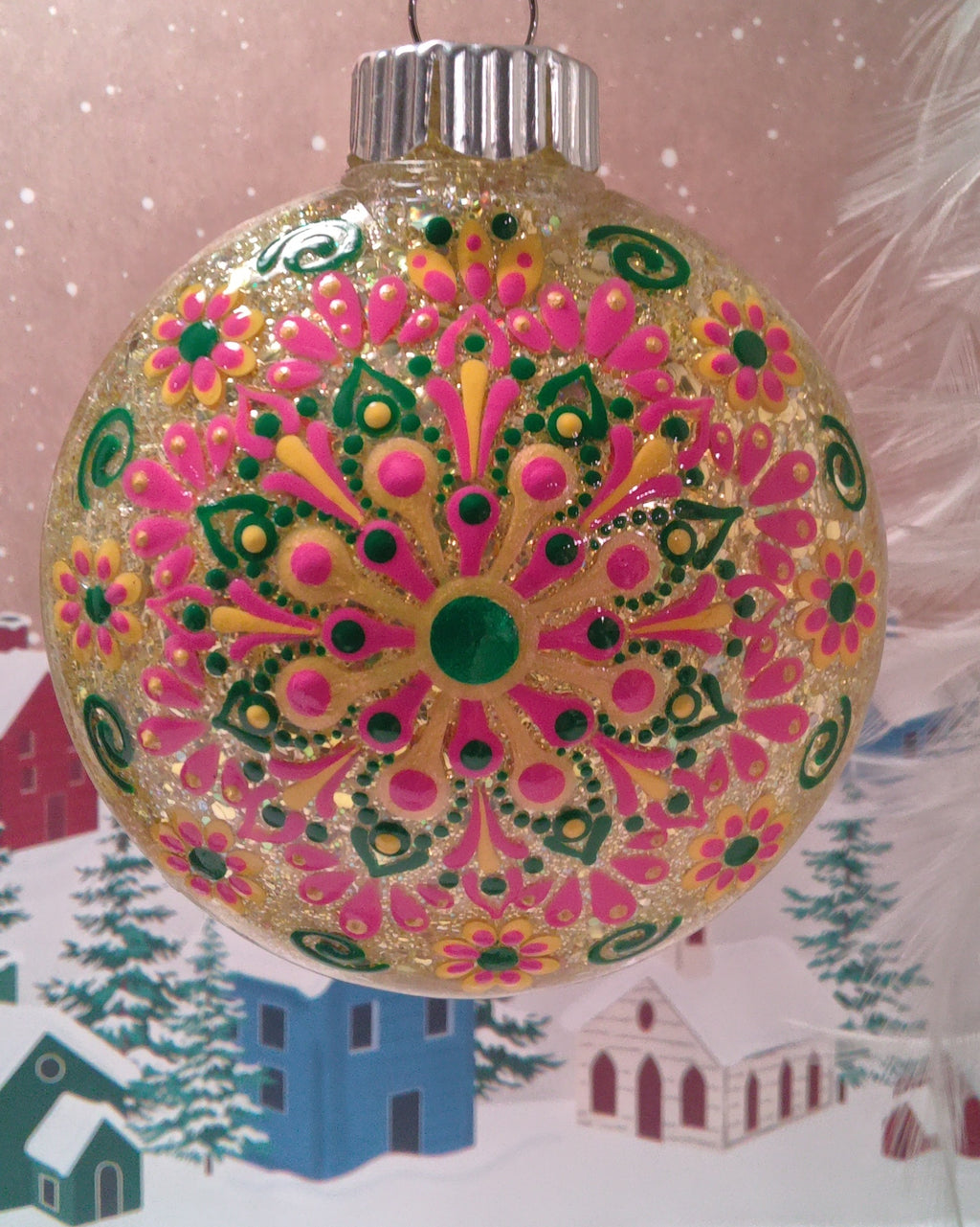 Glitter Mandala Ornament  ~ 3"