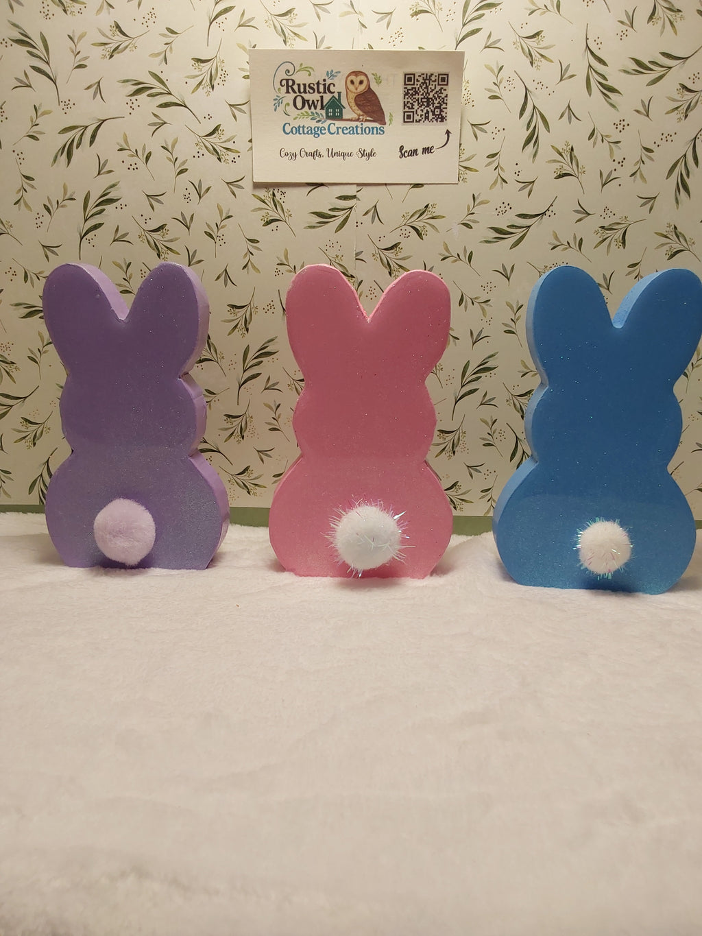 Spring Decor ~ Hand Painted Bunny - Flowers