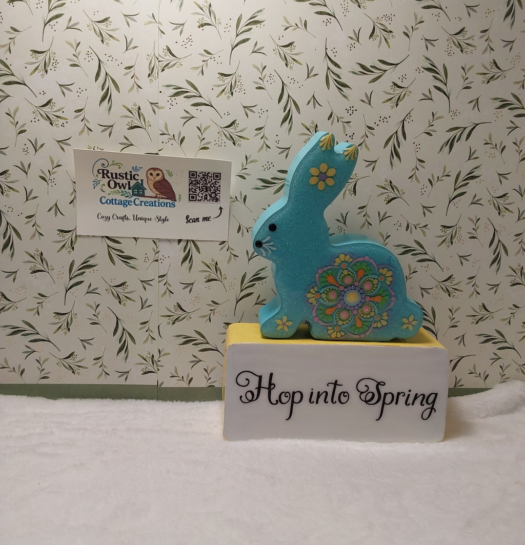 Spring Decor ~ Hand Painted Dot Art Bunny